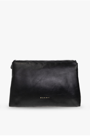 Marni daisy-print logo tote bag - Black 'Prisma' leather